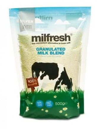 Milfresh Granulated Skimmed Milk 500g – Pack of 10 (Silver) – Granulated Formulated Nutrient-Rich 100% Real Skimmed Milk - Ideal for Tea, Coffee, Vending and More