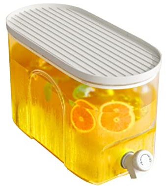 SYALEO Froide Distributeur de Boissons avec Robinet Rotatif Récipient d'eau carré en Plastique avec Filtre Grand Distributeur de Boissons pour comptoir de réfrigérateur Distributeur d'eau