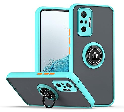 XINYEXIN Coque pour Xiaomi Redmi Note 10 Pro 4G, Etui Téléphone Antichoc avec Anneau de Support, Hard PC et TPU Bumper Mat Translucide Case Cover - Bleu Ciel