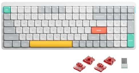 nuphy Air96 V2 Mechanische Tastatur Kabellos mit niedrigem Profil,100 Tasten RGB Hot-Swap Tastatur unterstützt 2.4GHz Wireless/Bluetooth/USB-C für PC/Laptop/Windows/Mac-White Gateron Cowberry Switch