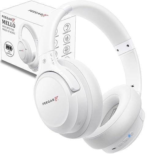 Feegar Bluetooth-Kopfhörer über Ohr, 65 Stunden Spielzeit und 6 EQ-Musikmodi, kabellose Kopfhörer mit Mikrofon, HiFi-Stereo, faltbares leichtes Headset, tiefer Bass für Zuhause, Büro, Handy, PC