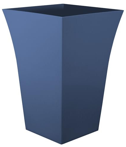 Muddy Hands Navy Blue Plastic Plant Pot Indoor Home Outdoor Garden Tall Square Flower Tree Planter - 30cm Wide - 44cm Tall