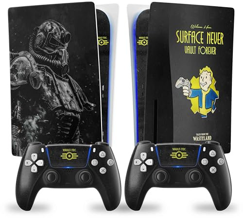 PS5 Vault-Aufkleber, Aufkleber für Playstation 5, Konsole und Controller, Konsole und Controller, Standard Disc Edition, Wasteland PS5-Skin (2 Controller)