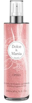 Dolce & Mania | Opera Glitzerparfümiertes Wasser, 200 ml, Duftwasser mit Glitzer, eleganter und glänzender Duft für einen Hauch von Luxus