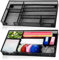 Ysglory Schreibtisch-Schubladen-Organizer, Tablett, Büro, Metallgitter, Schubladen-Trennwand mit 6 Fächern, schwarzes Netz, Bleistift-Organisation und Zubehör für Schreibwaren, Make-up, Küche, 2 Stück
