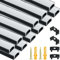 Pasun Schwarz LED-Profil 12 x 1 m, 12er-Pack U-Form Aluminium-Profil mit Milchiger Abdeckung, Endkappen und Montageklammern für LED-Streifen bis 12 mm