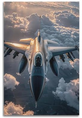 Fighter Jet Poster F-16 Kampffalke, Kampfflugzeug, dekoratives Gemälde, Leinwand-Kunstbild, 40 x 60 cm