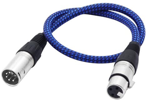 LANMINGLEL Short XLR Metal Microphone Cable XLR 5 Pin Male to 3 Pin Female Heavy Duty Balanced Nylon Braided Cord Compatible Speakers,Microphones, Stage Lighting and More(0.5M)