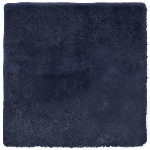 vidaXL Teppich Shaggy Hochflor Marineblau 160x160 cm Polyester, Teppich, Schlafzimmerteppich, Teppich Modern, Wohnzimmerteppich, Flauschiger Teppich