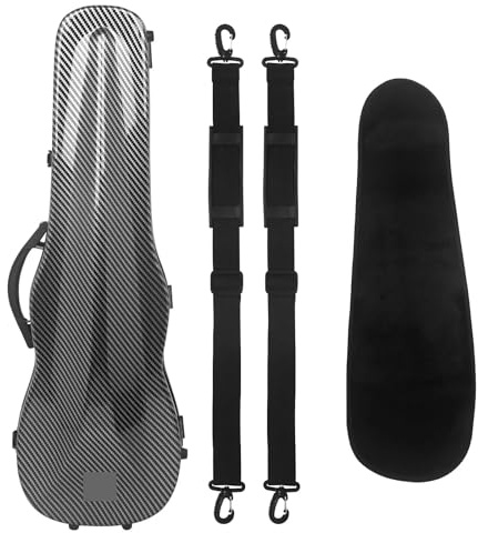 Geigenkasten 4/4 Violine Fall Super-Light Carbon Faser Violine Fall Verschleiß-beständig Kompression-beständig Schulter Gurt Hygrometer Teile Für den Schutz von Geigen(Carbon)
