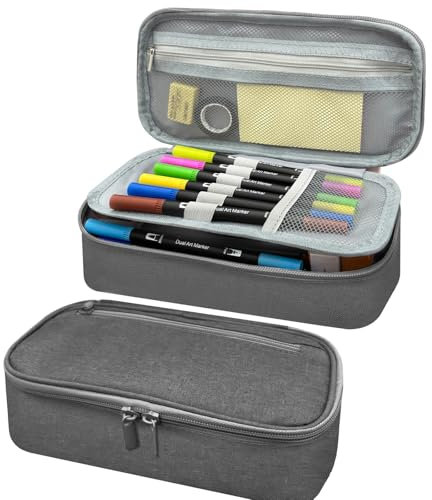 CNMTCCO Federmäppchen 5 Fächer, großer Vorrat federmäppchen große Größe mäppchen teenagerfeder mäppchen Unisex(Grey)