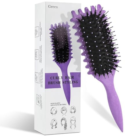CNMTCCO Curl Hair Brush, Curl Brush, Curl Definire Styling Brush, Spazzola per capelli per combinare e modellare, Spazzola per cinghiale, Spazzola per capelli per districarsi per le donne (viola)