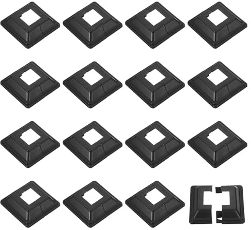 sourcing map Pfostenschürze, 16 Stück, 25 x 25 mm, Kunststoff, geteilter Stil, Pfostensockel, Verkleidung für Zaun, Treppe, Handlauf, Geländer, Veranda, 72 x 72 mm (insgesamt)