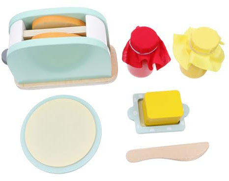 SUPVOX 1Juego Juguete de Cocina de Madera para Interactivo rol con Tostador y Accesorios para Fomentar Imaginación y Comunicación