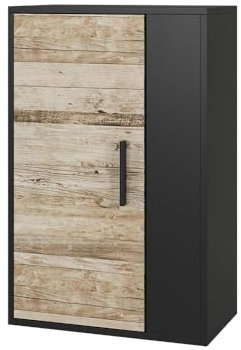 Vicco Hängeschrank Berno, Schwarz/Sandeiche, 50.1 x 78.4 cm mit 2 Fächern