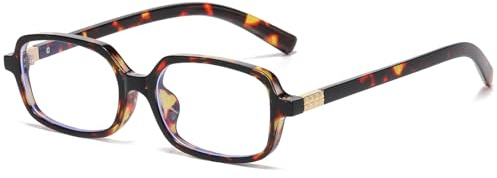 YUELUQU Blaulichtfilter Brille Vintage Quadratbrille ohne Sehstärke für Damen Herren Retro 90er Brille