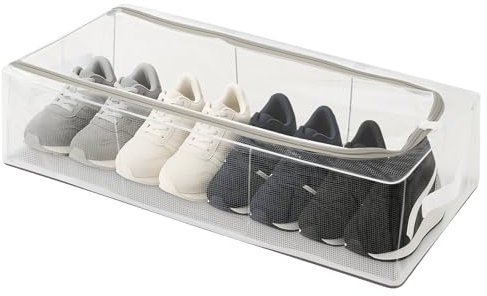 Youyijia Under Bed Shoe Storage Organizer Foldable Shoe Box Clear Shoe Storage Organizer Space-Saving Shoe Rack Removable Window Breathable Shoe Organizer Shoe Storage Solution (L)