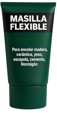 TECHZOCO Masilla Flexible, Ideal para encolar madera, ceramica, yeso, escayola, cemento, hormigón, Masilla lista al uso, Rellenadora de agujeros, Formato en tubo, Color Blanco, Contiene 150 gramos