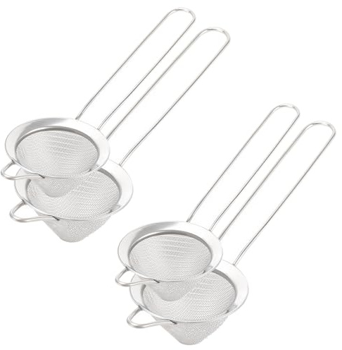 SYUTBOU 4 stycken 8,5 x 23 cm och 7 x 18,5 cm silver passeringssil liten, liten sil set av rostfritt stål, kökssil för bar, kök