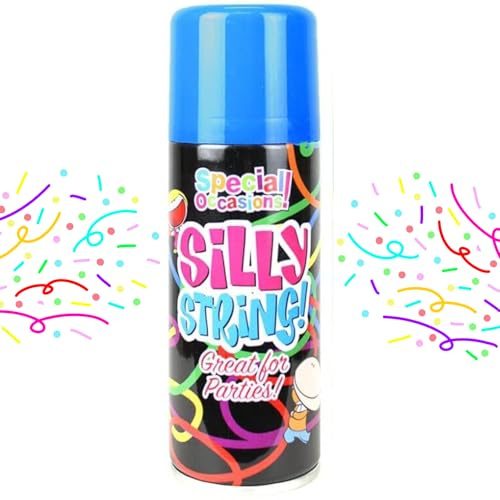 Silly String Party Spray 200ml | Fun Colourful Streamer for Birthdays, Weddings Christmas & New Year | Safe Lightweight Party String for Kids & Adults | High-Volume Event Celebration (Blue - 8002B)