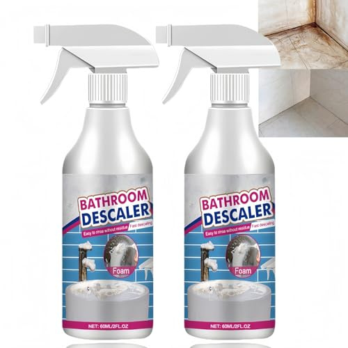2PCS Bathroom Descaler Foam Spray,Powerful Limescale Remover Spray & Shower Cleaner,Multipurpose Bathroom Cleaner Spr/ay for Toilet,Glass,Sink,Tub,No Rinse Foam Cleaner,Fast & Effective Cleaning