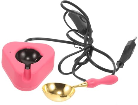 OSALADI Wachssiegelwärmer Satz Mit Löffel Elektrischer Wachsschmelzer Tragbar Verschleißfest Rosa Für Basteln Dekoration