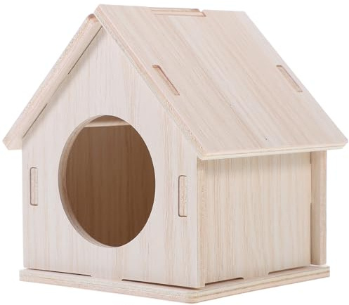 BESPORTBLE Hamster Holzhaus Kleintier Versteck Meerschweinchen Nagerhaus mit Natürlichem Design für Chinchilla Igel und Eichhörnchen als Schlaf Rückzugsort