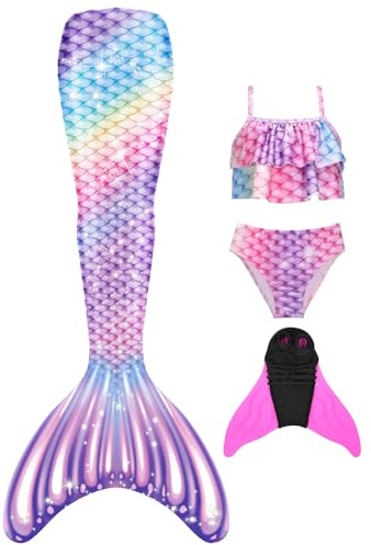 FOLOEO Meerjungfrau Kostüm für Kinder, Teenager & Erwachsene – Fantasie-Outfit mit Flossen-Look für Karneval, Cosplay & Fotoshooting – Größen 110–150 & S/M/L – Nur zur Verkleidung