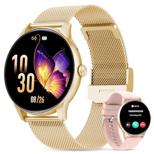 Smart Watch for Women, 1.39'' HD Large Round Screen, Bluetooth Calling(Answer/Make Calls), Fitness Tracker for Women with Heart Rate/Sp02/Sleep Monitor, 110+ Sports Mode (Rose Gold)