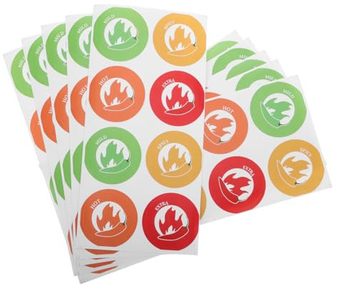 SUPVOX 10pcs Spicy Warning Decals with Chili Pepper Design, Flame Food Label Stickers for Hot Sauce Bottles and Spicy Dish Packaging, Sturdy Warning Sign Stickers for Kitchen