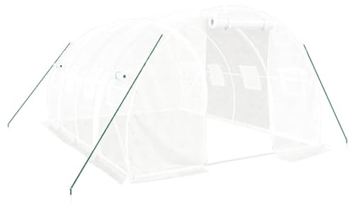 Tomostar Serre de Jardin Tunnel, Serre de Jardin avec Cadre en Acier Blanc 12 m² 4x3x2 m
