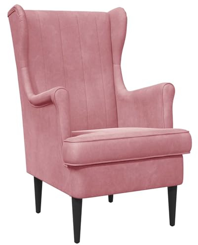 vidaXL Sessel Rosa Samt, Stylischer Sessel fürs Schlafzimmer, modernes Velours, Bequeme Sitzgelegenheit, eleganter Wohnraum-Deko