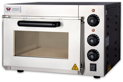 Beeketal 'BPO35-1' Profi Pizzaofen mit 330x330 mm Schamottstein Backfläche und extra hoher Kammer, Gastro Steinbackofen für Pizza, Brot und Backwaren, Pizzabackofen Temperatur bis zu 350°C