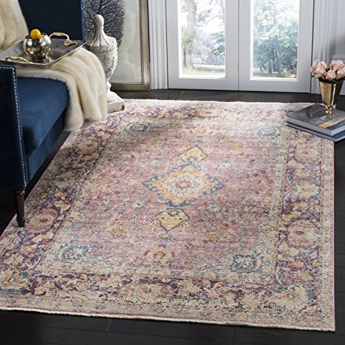 SAFAVIEH Traditionell Teppich für Wohnzimmer, Esszimmer, Schlafzimmer - Illusion Collection, Kurzer Flor, Lila und Multi, 183 X 274 cm
