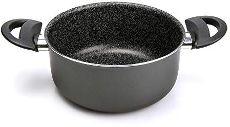 Alluflon Tradizione Italia Cazuela con Asas, Superficie de Piedra, Revestimiento Antiadherente y Antirayaduras, Apta para el Lavavajillas, 18 cm