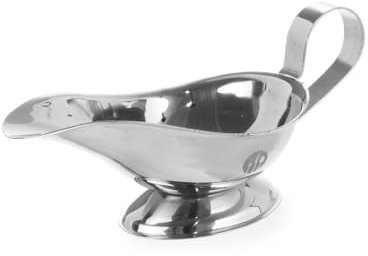 HENDI Salsera, 85 ml, con base, cazo recipiente pequeño para salsas, salsera con pico vertedor, 120x72x(H)50mm, acero inoxidable