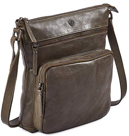 Cochoa Frauen Damen Vintage Echtes Leder Große Umhängetasche Ledertasche Handtasche (Olivgrün)