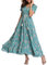 VOGMATE Femme Robe Chic Longue Col V à Fleur Manches Courtes en Coton Robe Maxi de Plage D'été Casual (S-2XL)