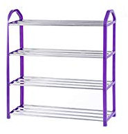 MIAOXIAO Schuhregal, 4 Schicht Plastik Metall SchuhStänder Regale Schuhablage Ablage Ständer, für 16-18 Paare Schuhe 65 * 19 * 57cm,Lila