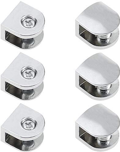Glasklemme Verstellbare Glashalter Solide Zinklegierung 6Pcs Klemmbefestigung Glashalter für 8-10 MM dickes Glas und Acrylglas für Zuhause Treppenhaus WC Balkon Mall-Theke