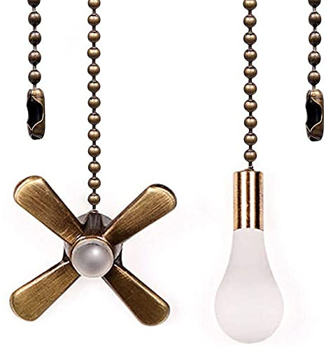 Ceiling Fan Pull Chain Decorative Ornaments Extension for 13.6 Inches Fan Pulls Light and Fan for Ceiling Light Lamp Fan Chain 2 Pack (Bronze)