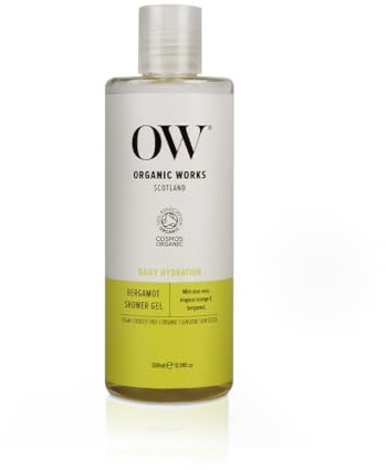 Organic Works Daily Hydration Shower Gel - Exfoliating Body Wash with Bergamot, Sweet Orange Essential Oils - Cruelty-Free - Bergamot - 10.14 oz
