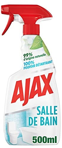 AJAX - Spray - Nettoyant Ménager Multi Surfaces Ajax Salle de Bain - 99% d'Origine Naturelle - Pouvoir Détartrant à 100% - 500ml