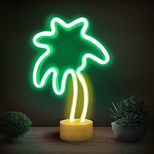 NIWWIN Coco Palm Tree Neon segno, lampada da tavolo al neon decorativa lampada batteria o USB operazione, Natale festa di compleanno decorazione notturna soggiorno regali per bambini