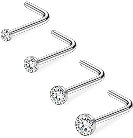 20G 1.5mm 2mm 2.5mm 3mm 3.5mm 4mm Nose Rings, 4-12Pcs Clear Diamond CZ Nose Studs Nose Piercings Jewellery