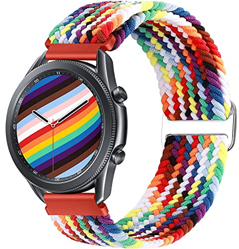 Runostrich 22mm Nylon Geflochtene Elastische Solo Loop Armband Kompatibel mit Samsung Galaxy Watch 3 45 mm/Galaxy Watch 46 mm/Gear S3 Frontier/Classic/Garmin Venu 3/Venu 2/Vivoactive 4 Damen Herren