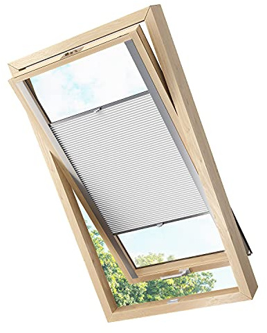 DACHFENSTER PLISSEE FALTROLLO Thermo VERDUNKELND Weiss Sand Cappuccino HELLGRAU DUNKELGRAU Beere HELLGRÜN DUNKELGRÜN BLAU PASSEND FÜR VELUX FAKRO (VELUX M06 hellgrau)