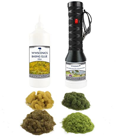 WWScenics Pro Grass Micro Begrasungsgerät Große Starter Set - Modellbahn Modellbau Modell Diorama Tabletop Gelände Geländebau Landschaft Landschaftsbau Streugras Statische Grasfasern