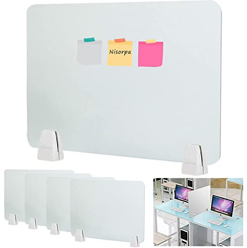 Nisorpa Schreibtisch-Trennwand aus mattiertem Acryl, 60 x 40 cm, Büro-Trennwand für Theke, Tisch und Schreibtisch, tragbare Schreibtisch-Trennwand mit Klemmen, 4 Stück