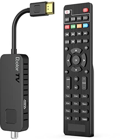 Dcolor Ricevitore satellitare DVB-S/S2 – HDMI Full HD 1080P ricevitore satellitare TV Stick [nascosto dietro TV] – lettore multimediale USB2.0 e registratore PVR [controlli TV 2 in 1